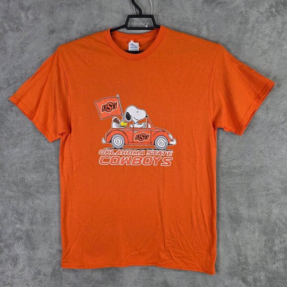 Mens Delta Pro Weight Orange Snoopy OSU Cowboys T Shirt Short Sleeve Size L - Picture 2 of 8